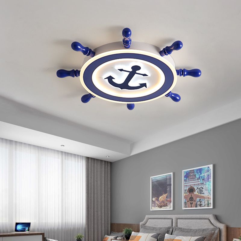 Bleu Rudder LED Ceiling Fixture in Kids Creative Style Wrought Iron Flush Mount with Acrylic Shade