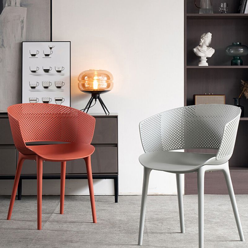 Open Back Dining Side Chair Modern Home Plastic Dining Arm Chair