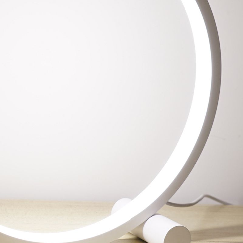 Lampada da tavolo circolare in alluminio Lampada da scrivania Nordic Touching Switch a 1 luce per camera da letto