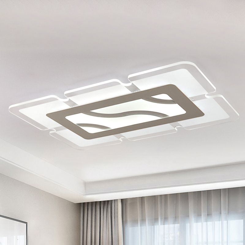 Lámpara rectangular de montaje empotrado Simplicity LED acrílico de 23,5"/35,5"/47" de ancho Luz de techo blanca en luz blanca/cálida
