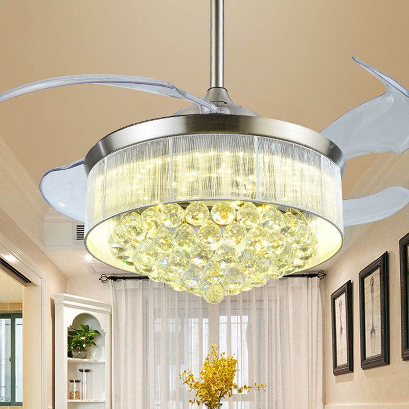 Luce a soffitto a soffitto a 4 pale Light Atmello a LED Crystal LED sfaccettato Semi-montaggio semi-montaggio, largo 19 "
