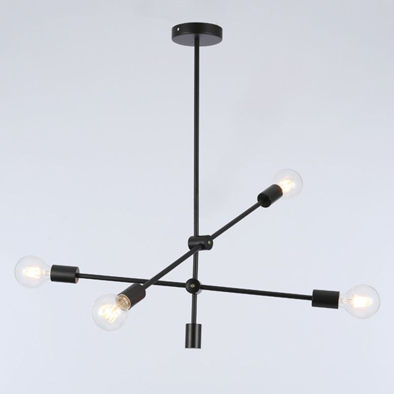 Minimalistischer Kronleuchter postmoderner Stil Open Lampe Design Geometrische Linien Gerade Stange hängen Licht