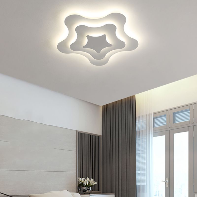 Plafonnier LED géométrique blanc en fer laqué de style moderne avec abat-jour en acrylique