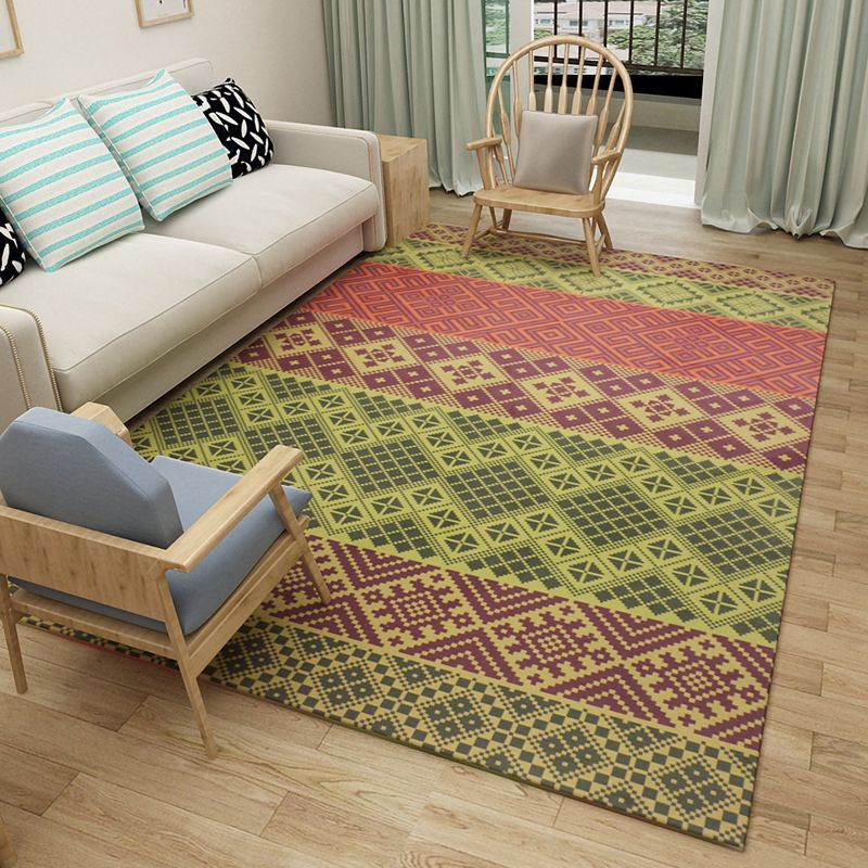 Boho woonkamer tapijt multi-kleuren geo geo geprinte gebied tapijt synthetisch vlekbestendige wasbaar niet-slip tapijt