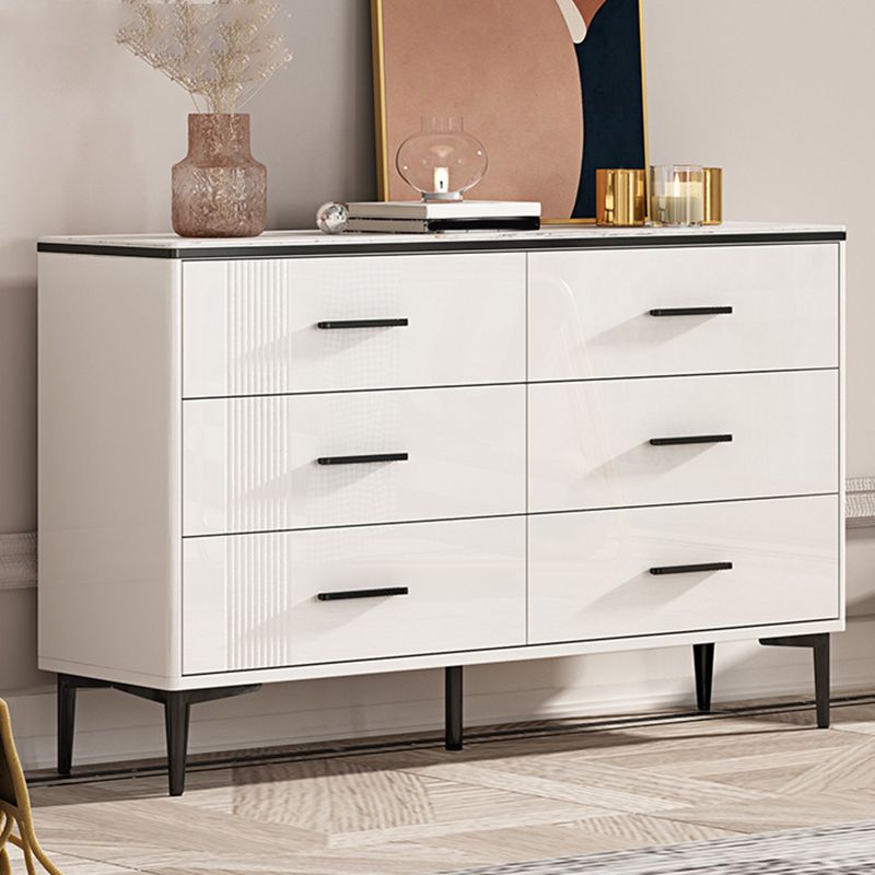 Glam Stone Storage Chest Bedroom 11.8" Wide Chest in White with Drawers