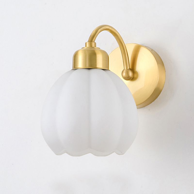 Modern Metal Wall Sconce 1 Light Wall Light with Glass Shade for Bedroom