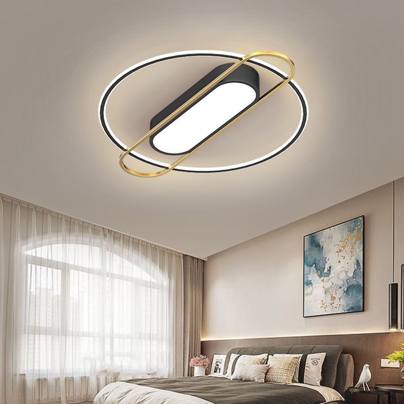 Nueva lámpara de montaje de LED de hierro forjado moderno Lámpara de montaje de techo negro para dormitorio