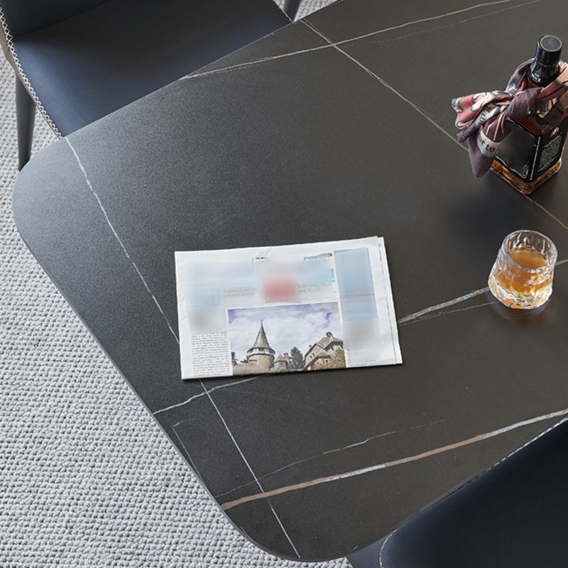 17.7"H Modern Adjustable Metal Cross Base Slate Square Coffee Table on Wheels