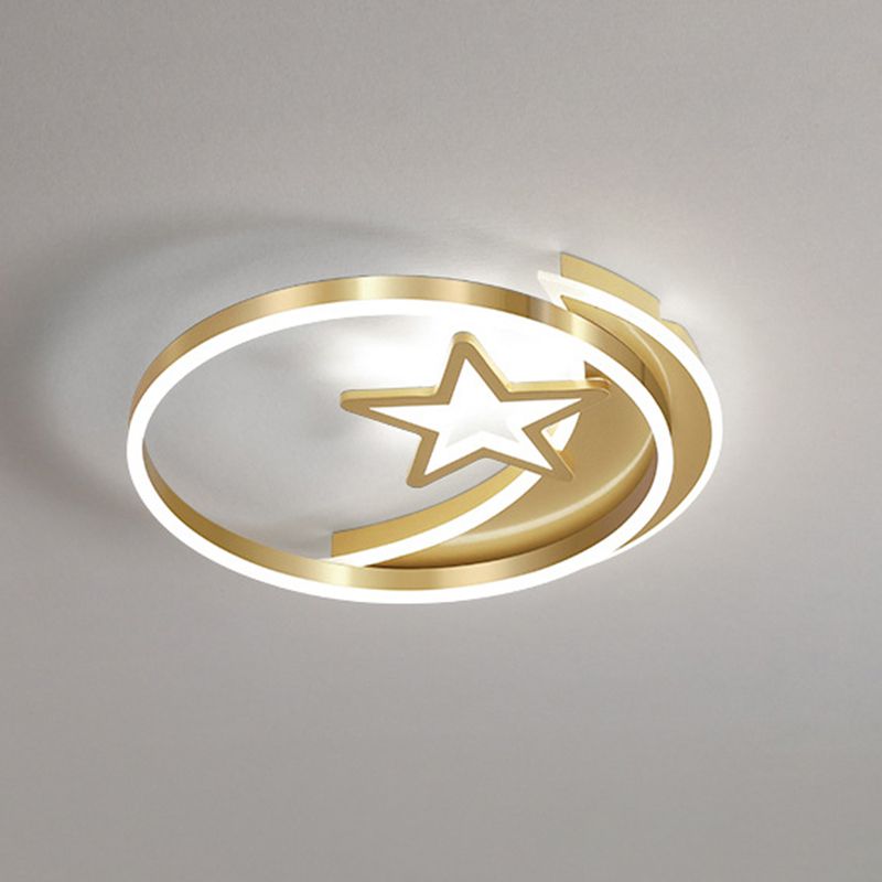 Moon And Star Flush Mount Ceiling Light Contemporary Acrylic Ceiling Mount Light Fixture for Children Bedroom