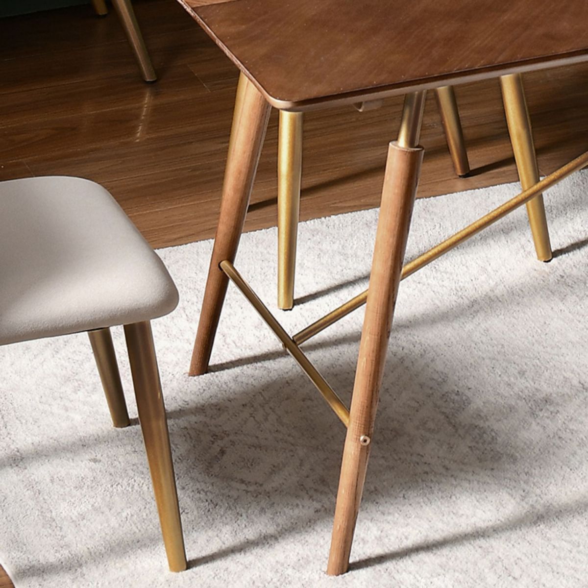 Solid Wood Dining Table Set 1/2/3/5 Pieces Modern Rectangle Dinette Set