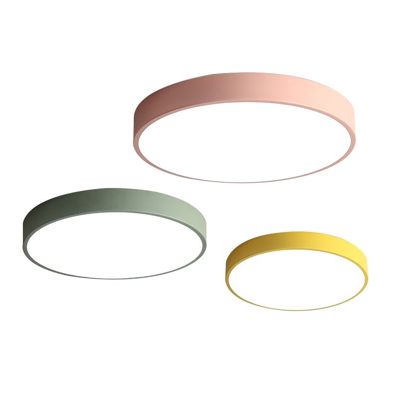 Lámpara de techo de forma redonda Macaroon, estilo moderno y sencillo, hierro, 1 luz, montaje empotrado para habitación de niños