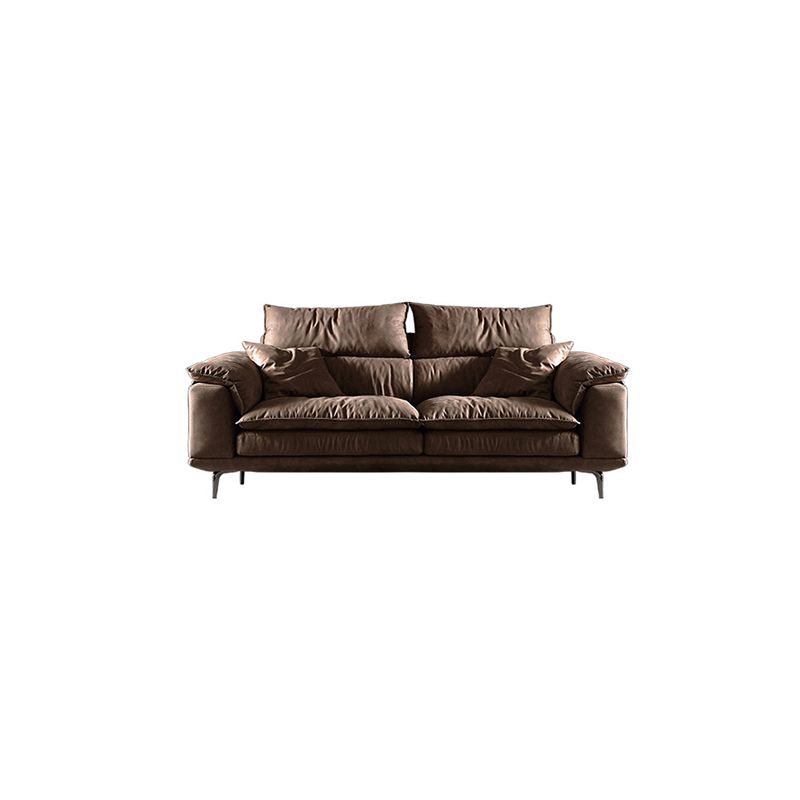 Fabric Pillow Top Arm Sectional Sofa 37.4"High Cushion Back Sofa,Brown