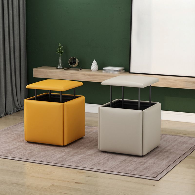Modern Square Pouf Chair Plain Velvet with Storage Chair Ottoman