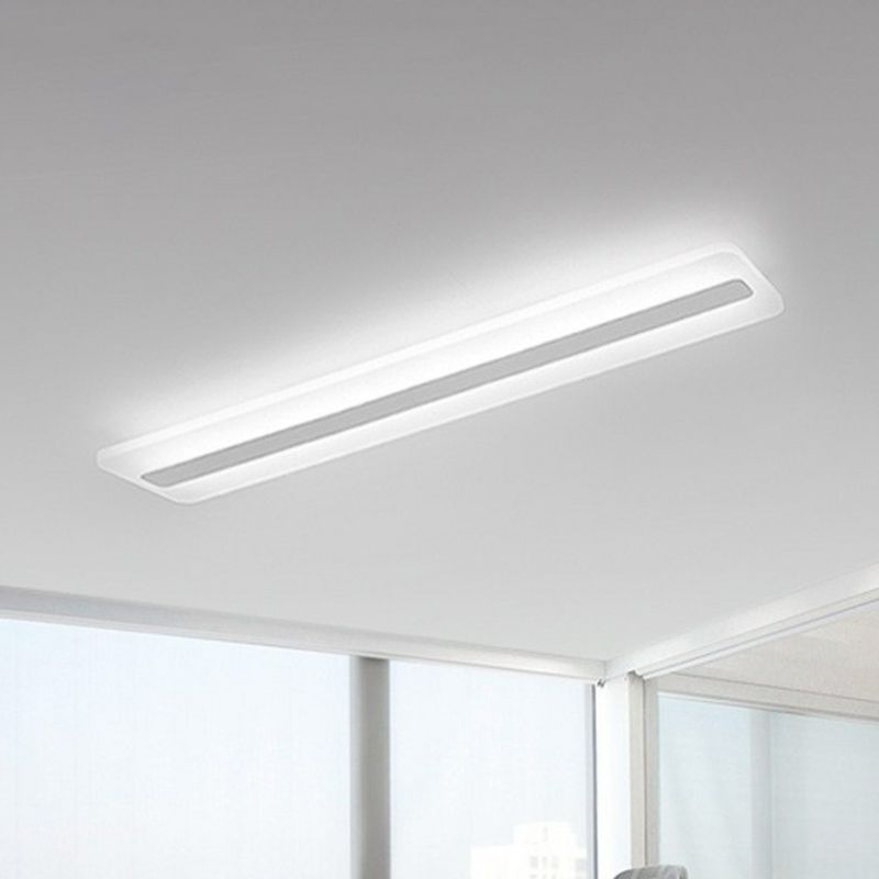 Semplicità Rectangle LED Flush Mount Light Acrylic Living Room Flush Mount Ceiling Light in White