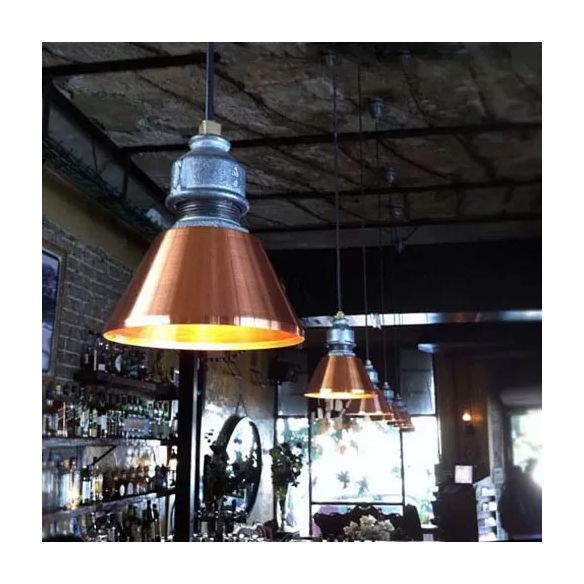 Rust/Gold Tapered Ceiling Pendant Vintage Industrial Iron 1 Head Restaurant Hanging Fixture, 5.5"/8" Width