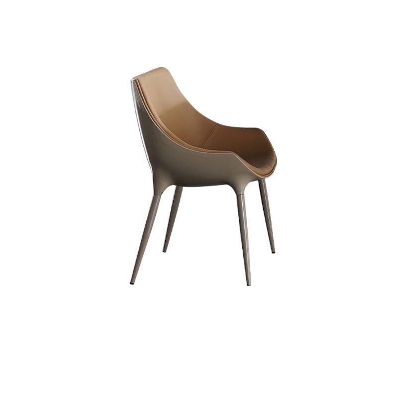 Modern Style Dining Chairs Faux Leather Kitchen Chairs with Metal Legs