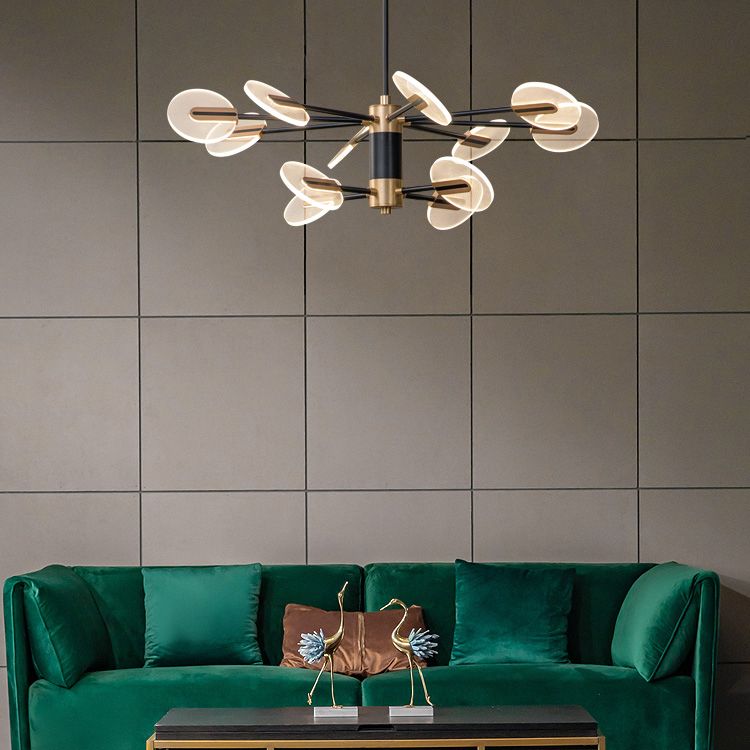 Black Acrylic Pendant Light Sputnik Modern LED Hanging Light for Living Room