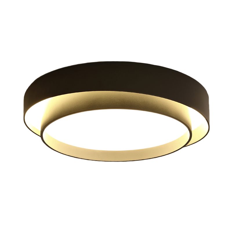 16"/19.5" Wide Simple LED Flush Mount Acrylic White/Black Layered Circle Ceiling Light Fixture in Warm/White Light