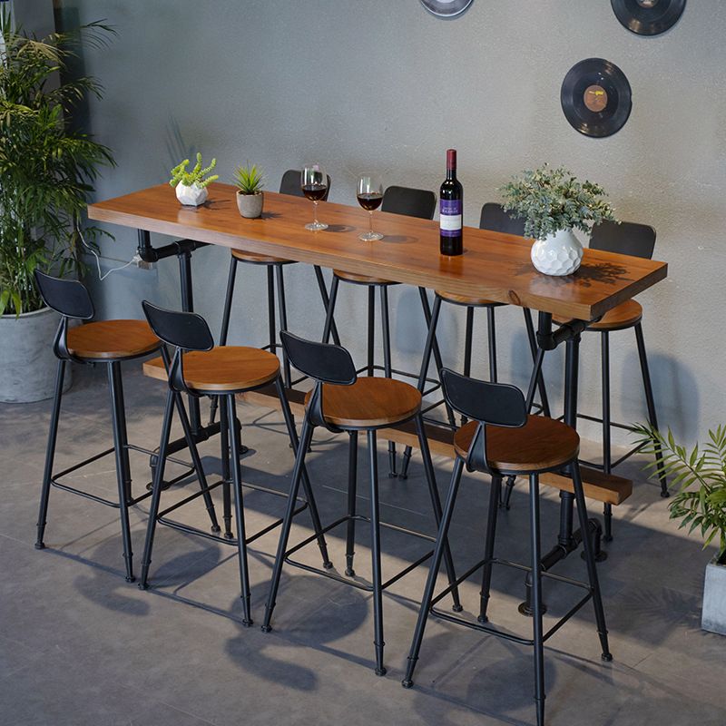 1/5/7/9 Pieces Industrial Rectangular Pub Table Set Wooden Counter Table with High Stools