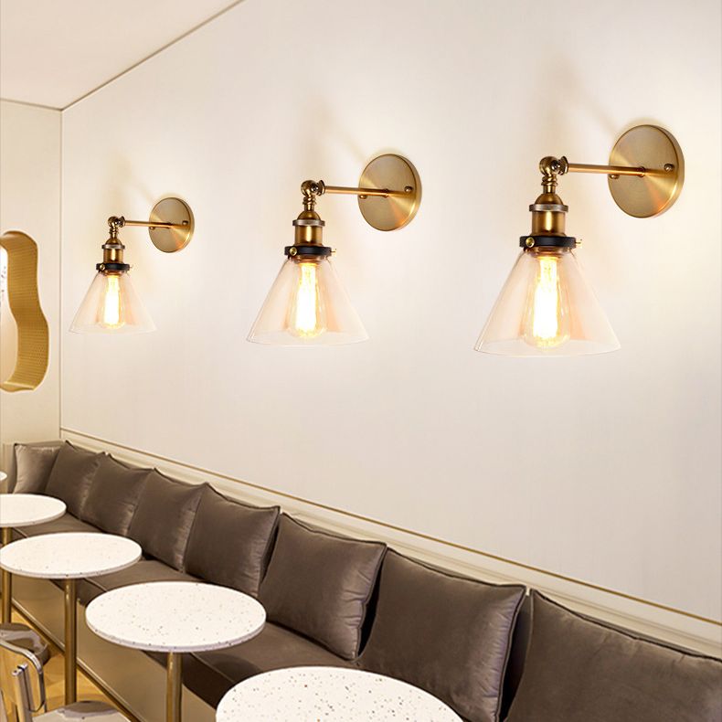Loft Industrial Wall Mount Light Single Light Glass Shade Sconce Light for Bedside Restaurant
