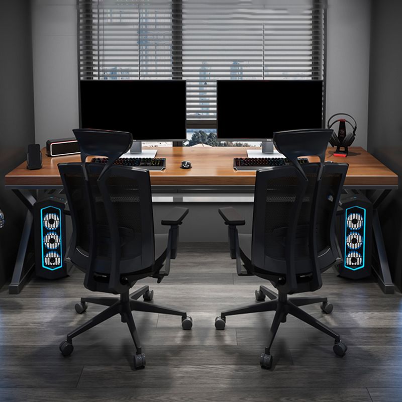 Rectangular Shaped Computer Table Solid Wood Writing Desk in Brown
