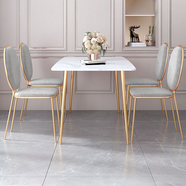 Scandinavian Style Sintered Stone Dining Table Set with Rectangle Table and Gold Legs Dining Set