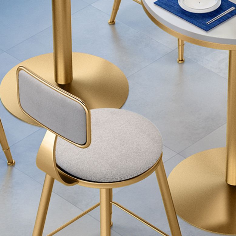 Upholstered Dining Chairs Round Armless Chairs with Metal Base