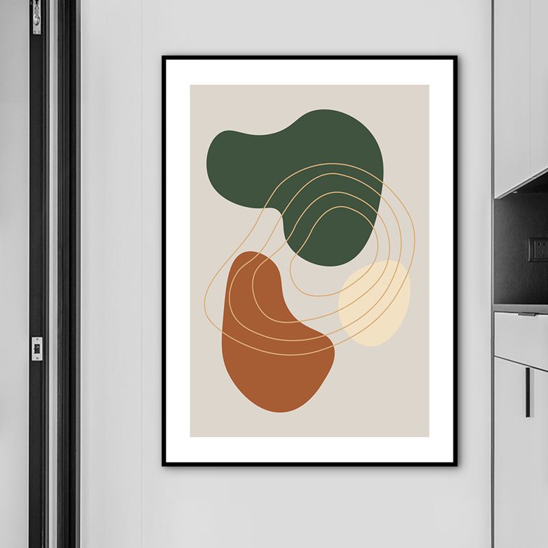 Modern Abstract Wall Art Print Dark Color Pebbles Drawing Canvas for Sitting Room
