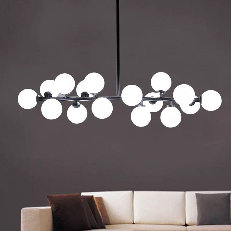 Ball-Shaped Island Chandelier Light Minimalist Style Glass Island Lighting Fixture