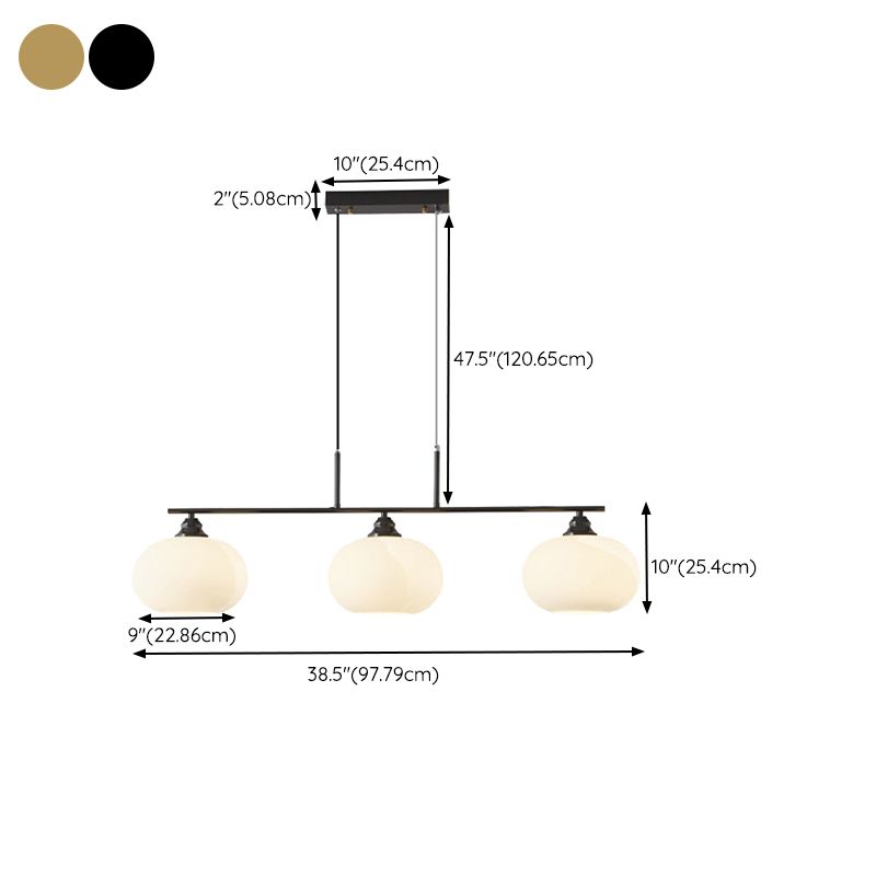 Metal/Glass Kitchen Island Lighting Modern Golden/Black Ceiling Light for Home