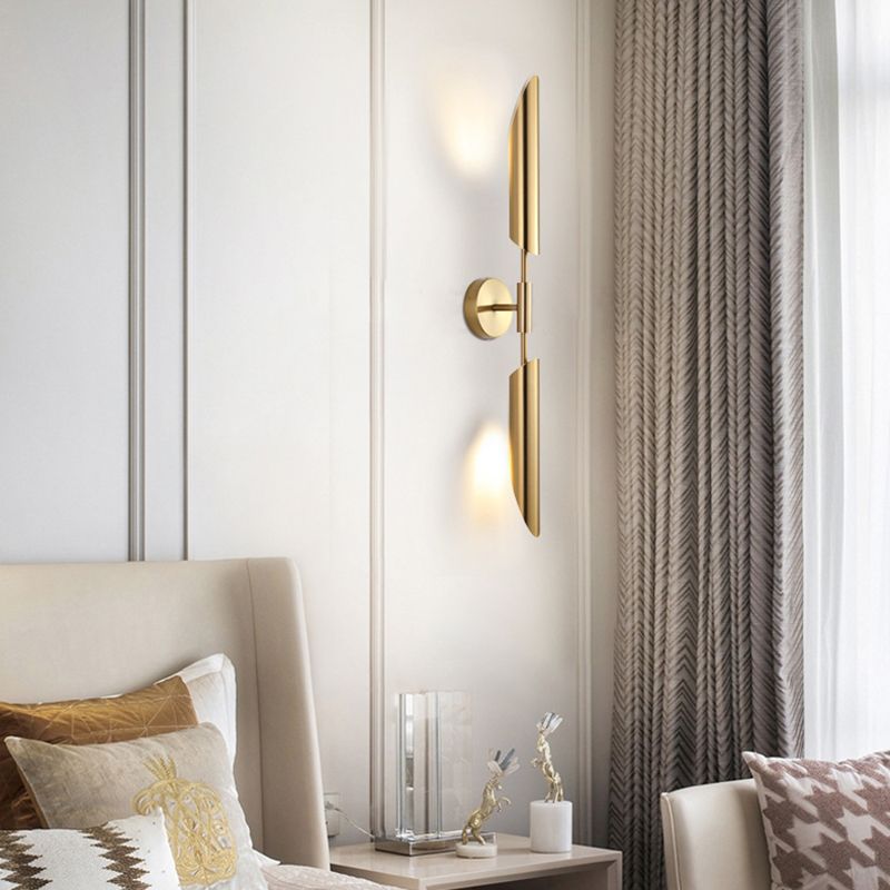 Shaded Bedroom Wall Sconce Lighting Metal Simplicity-Style Sconce Light Fixture in Gold