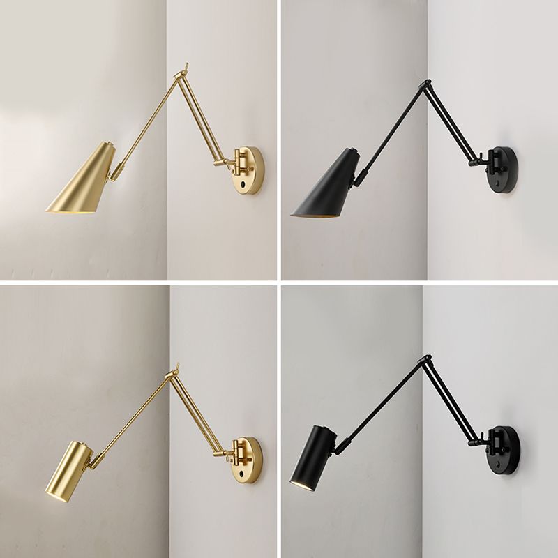 1-Light Wall Sconces Light Fixtures Modern Style Swing Arm Metallic Sconce Wall Lighting