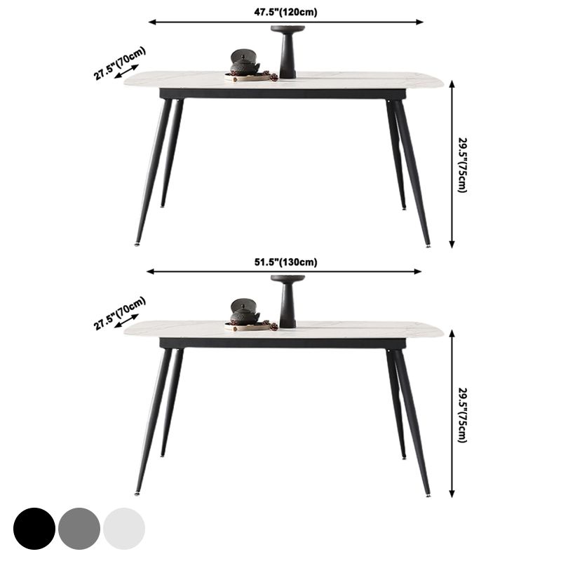 Meubles modernes en pierre frittée de table à manger de rectangle avec la base métallique
