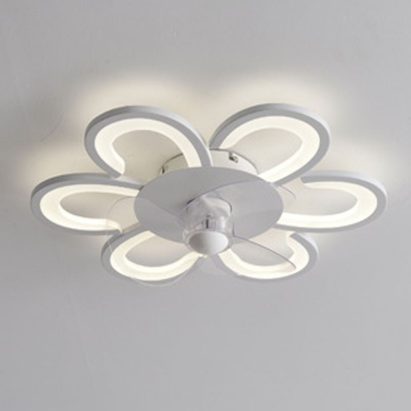 Contemporary Single White Ceiling Fan Lamp LED Acrylic Ceiling Fan Light