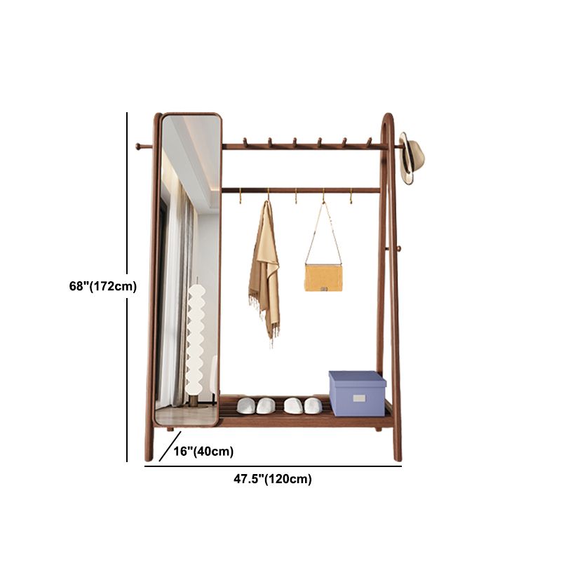 Brown Contemporary Style Armoire Ash Wood Open Armoire with Clothing Rod