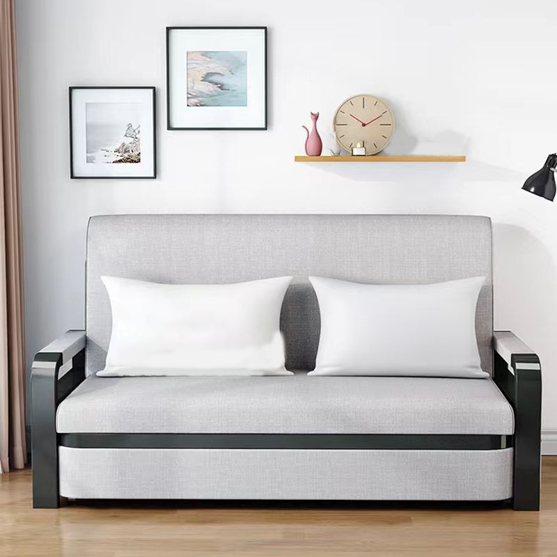 Contemporary Foldable Futon Sleeper Gray Futon and Mattress with Storage