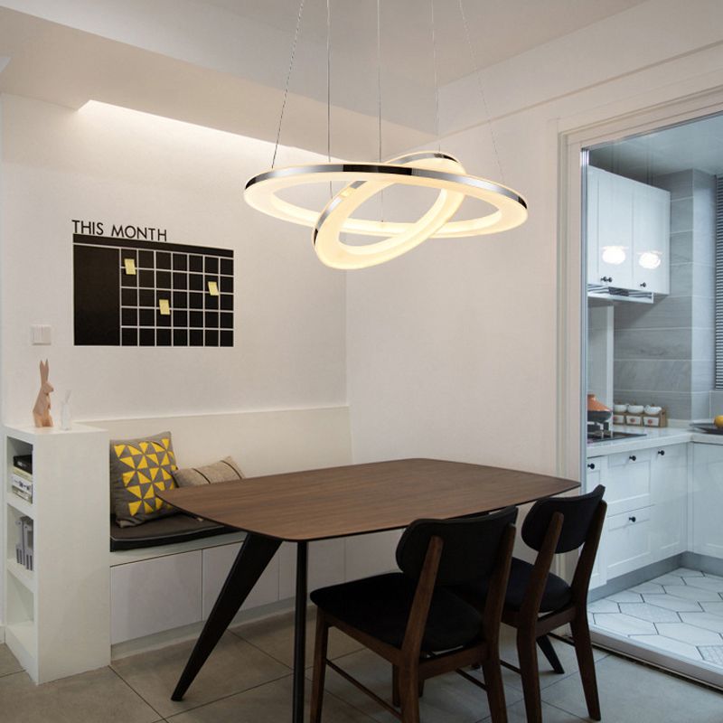 Luce il lampadario dell'orbita cromata Funzione Lampada a led a LED in metallo semplice in luce calda/bianca/naturale, larghezza 23,5 "/27,5" /31,5 "