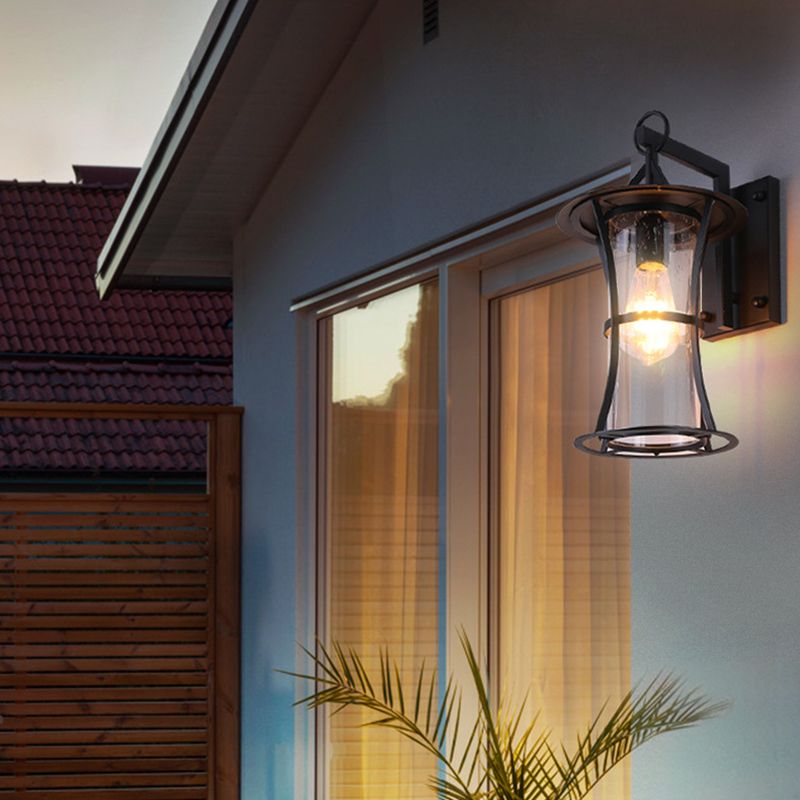 Black Industrial Sconce Light Fixtures Wrought Iron Wall Lamp Sconce for Garden