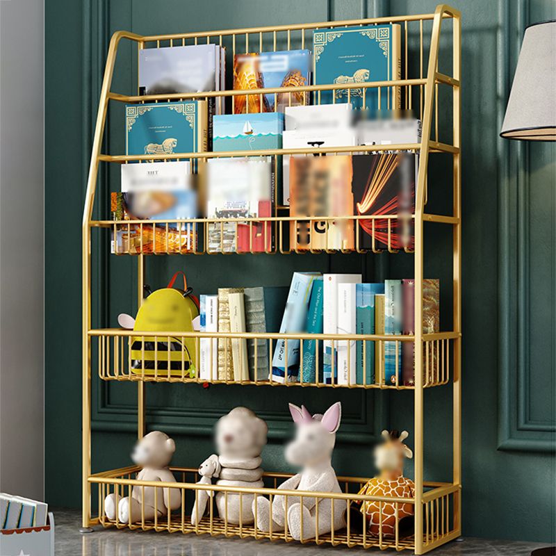 Modern Style Metal Bookshelf Ladder Open Shelf Bookcase for Study Room