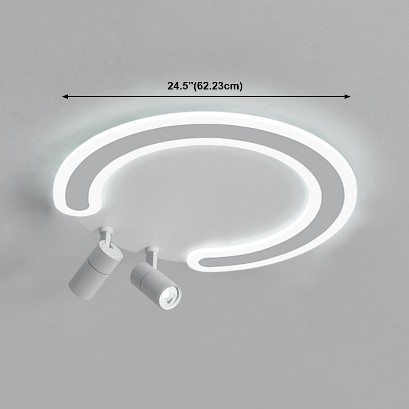 Plafonnier LED blanc avec spots, luminaire décoratif de plafond, idéal pour le salon