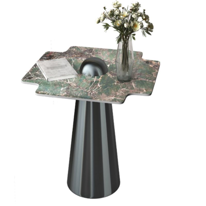 Contemporary Stone Top End Table Stainless Steel Pedestal Sofa Side Table
