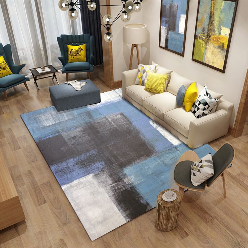 White Modern Rug Polyester Graphic Indoor Rug Washable Area Rug for Home Decoration