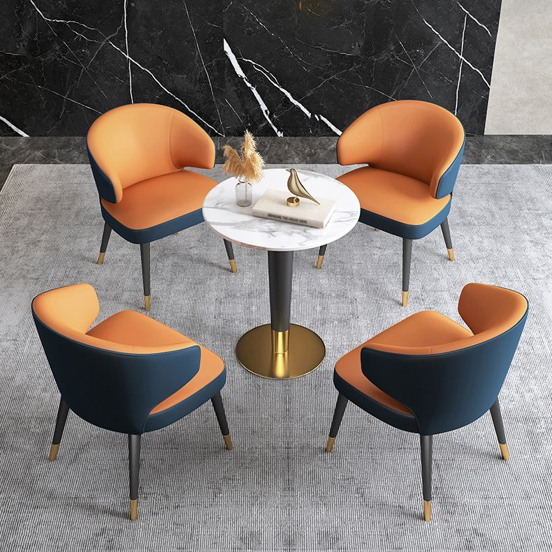 1/5 Pcs Metal Scandinavian Dining Room Set with Round Table Dinette Set
