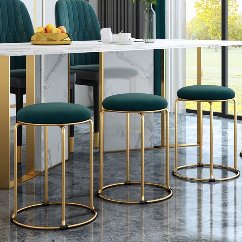 Standard Glam Velvet Ottoman Round Mildew Resistant Plain Ottoman