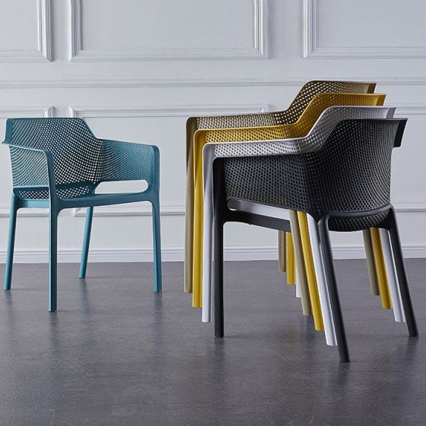 Scandinavian Plastic Kitchen Dining Room Chair Solid Back Arm Chair