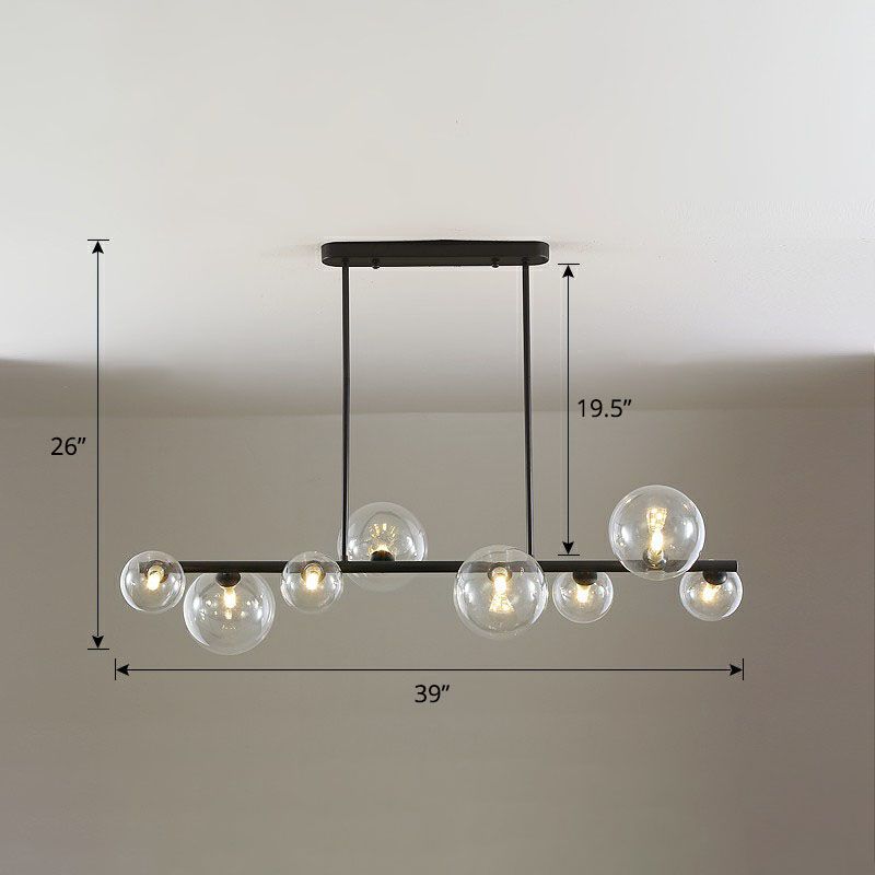 Clear Glass Bubbles Island Lamp Contemporary Hanging Ceiling Light for Dining Room