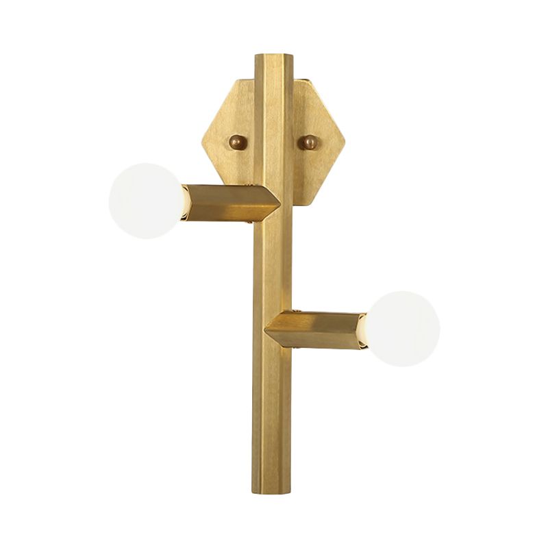 Bulne d'angle du coin vertical Connecture Métallique 2 ampoules post moderne lampe murale moderne en or