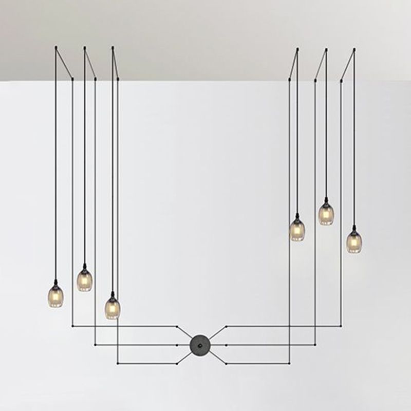 Industrial Acrylic Hanging Light, Black Swag Pendant Light with 157.5" Hanging Rope for Indoor
