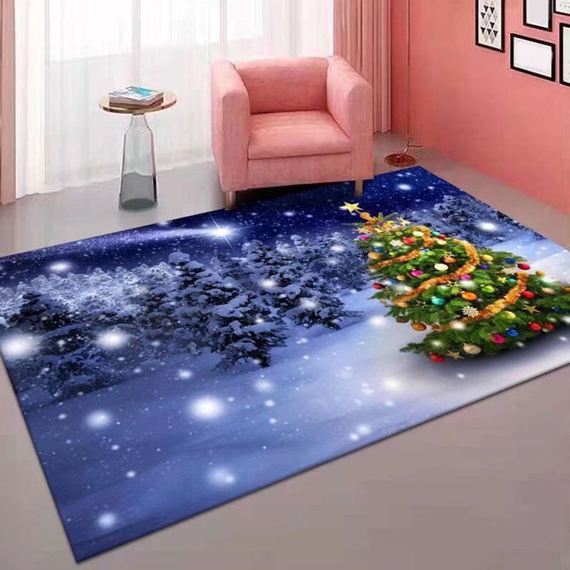 Trendy Christmas Pattern Carpet Polyester Indoor Rug Non-Slip Backing Rug for Living Room