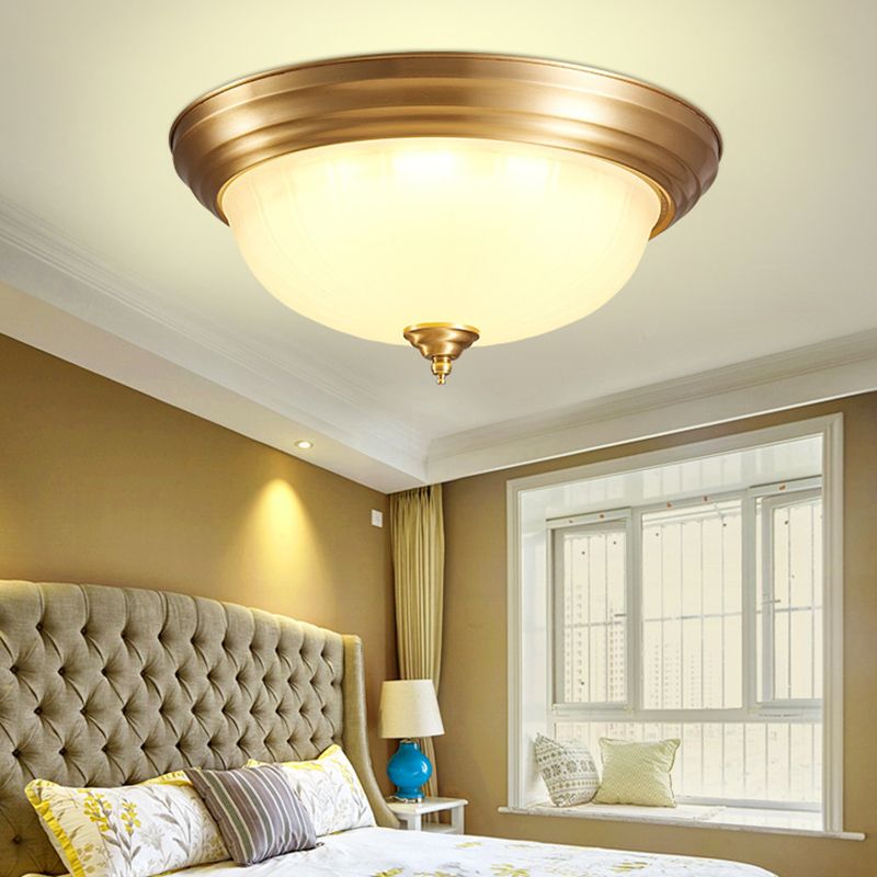 Glass Gold Flush Mount Ceiling Fixture Dome Minimalist Flush Light Fixture